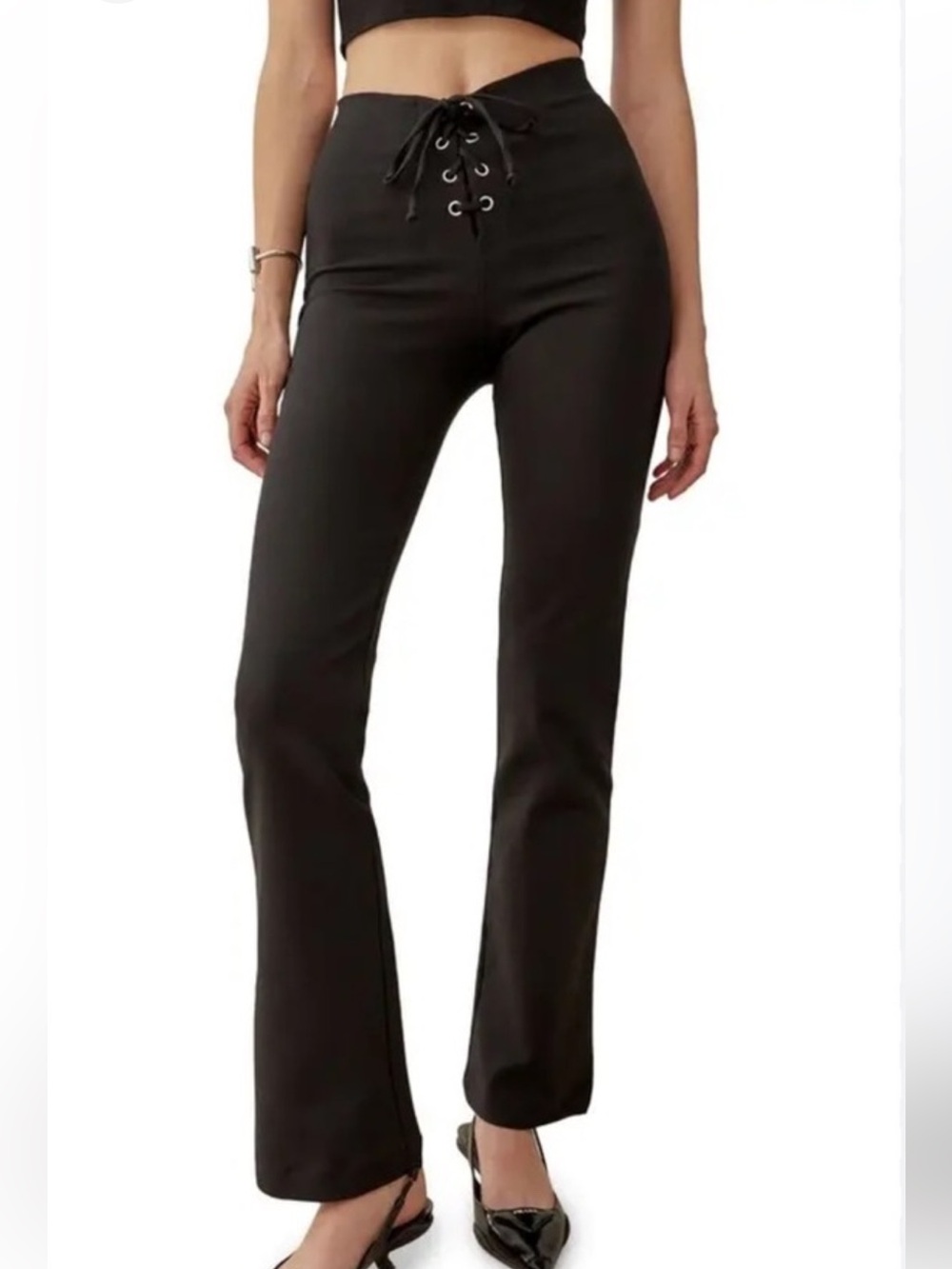 Reformation Len pant flare leg NWT SZS PULL ON STRETCHY black